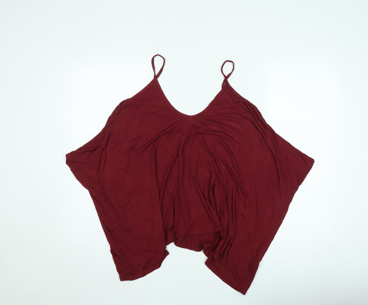 Brezza Womens Red V-Neck Relaxed Camisole Tank Top Size L