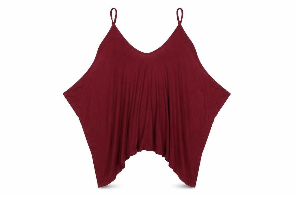 Front view of Brezza women’s red v-neck relaxed camisole tank top, size L