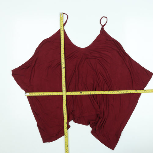 Brezza Womens Red V-Neck Relaxed Camisole Tank Top Size L