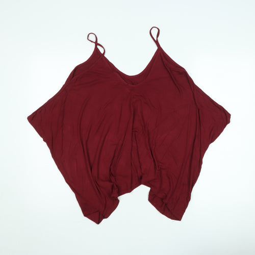 Brezza Womens Red V-Neck Relaxed Camisole Tank Top Size L