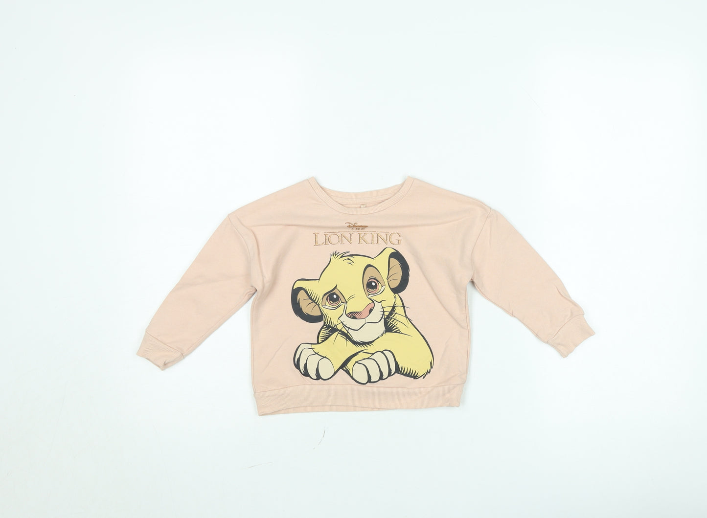 Disney Lion King Girls Beige Jumper Size 2-3 Years Crew Neck Cotton