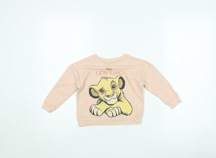 Disney Lion King Girls Beige Jumper Size 2-3 Years Crew Neck Cotton