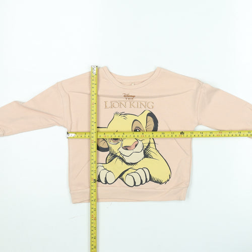Disney Lion King Girls Beige Jumper Size 2-3 Years Crew Neck Cotton