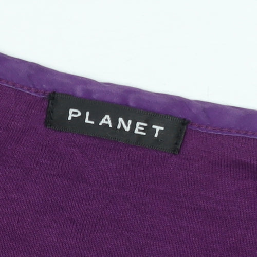 Planet Women's Purple 3/4 Sleeve Button Pleated Tunic Blouse Size 12