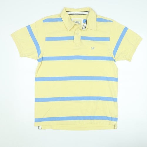Crew Clothing Co Men's Yellow Blue Striped Polo Shirt XL Tailored Fit