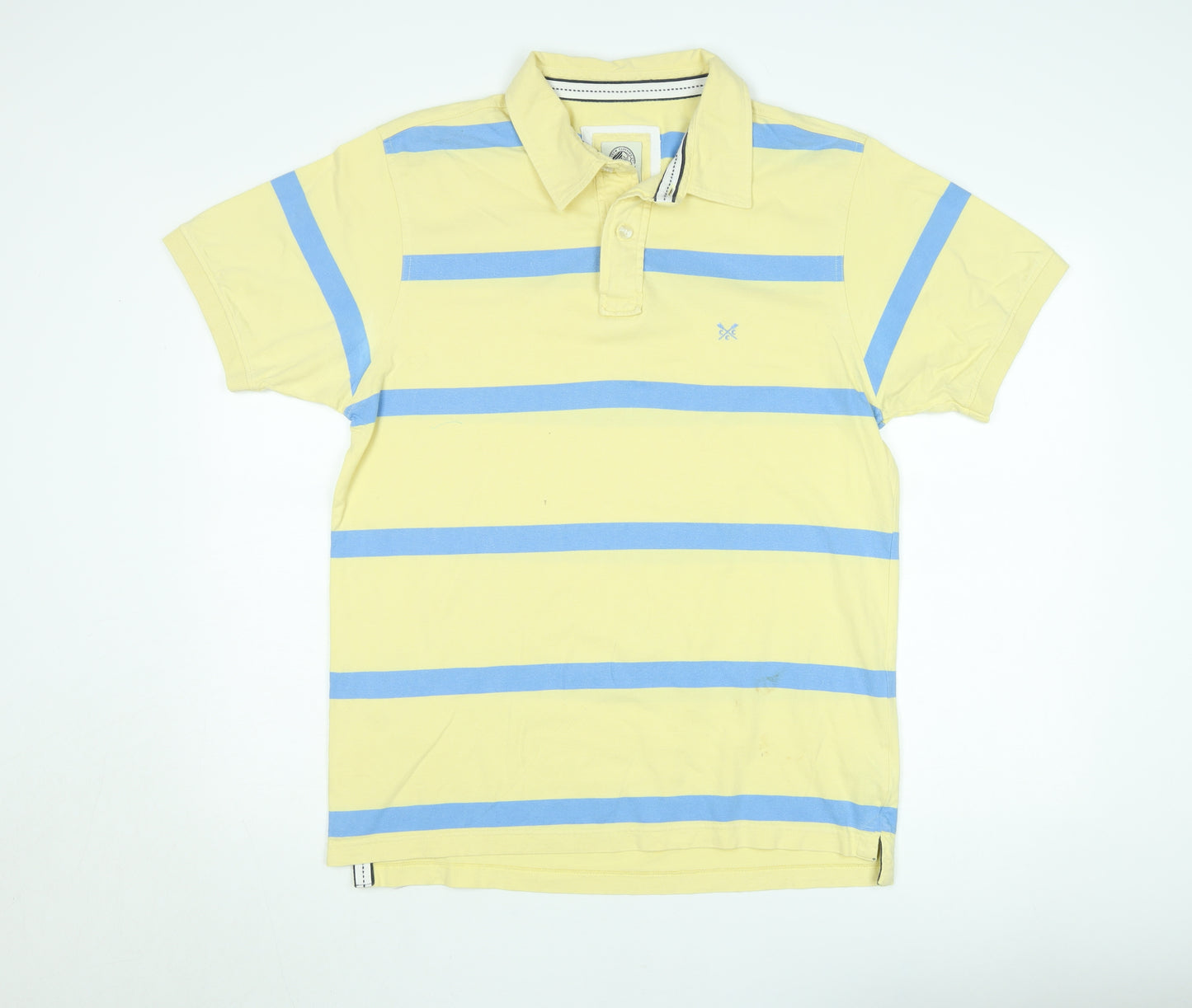 Crew Clothing Co Men's Yellow Blue Striped Polo Shirt XL Tailored Fit
