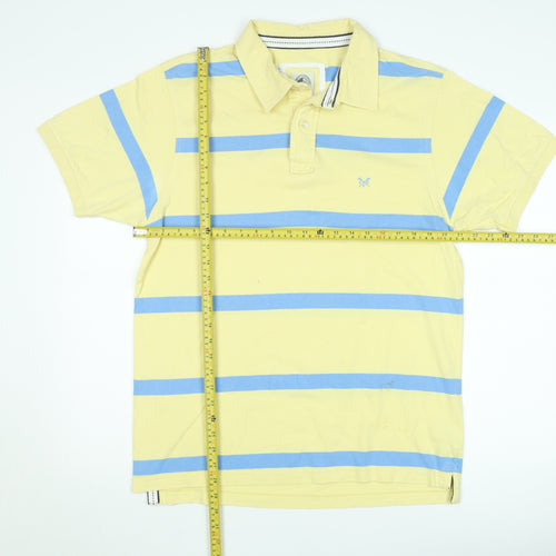 Crew Clothing Co Men's Yellow Blue Striped Polo Shirt XL Tailored Fit