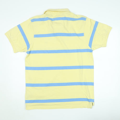 Crew Clothing Co Men's Yellow Blue Striped Polo Shirt XL Tailored Fit