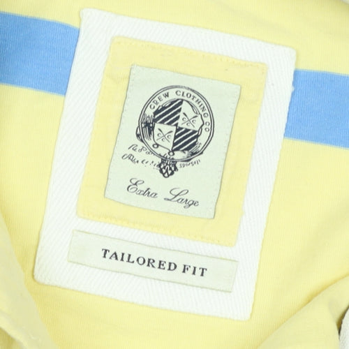 Crew Clothing Co Men's Yellow Blue Striped Polo Shirt XL Tailored Fit