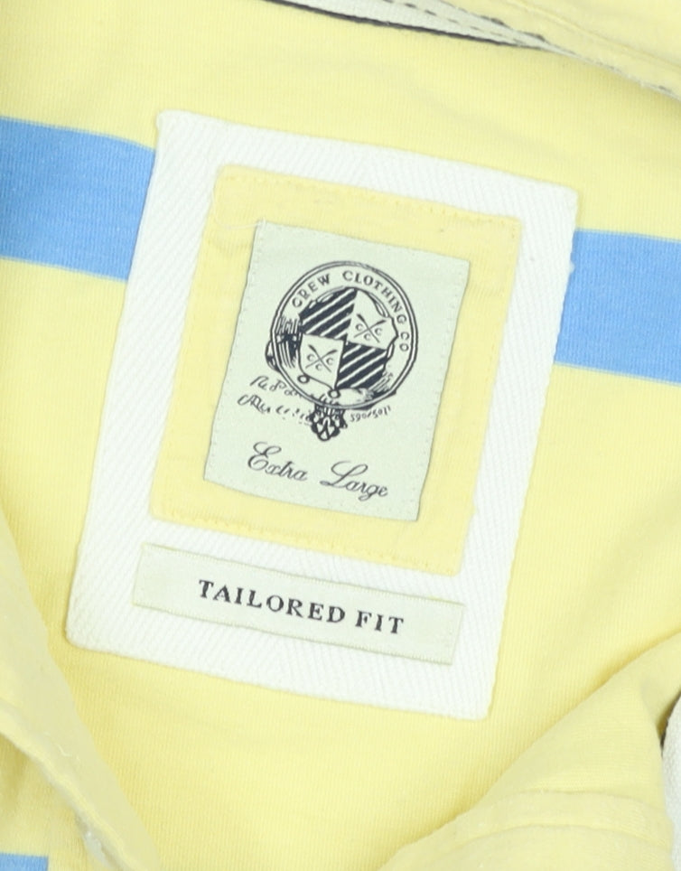 Crew Clothing Co Men's Yellow Blue Striped Polo Shirt XL Tailored Fit