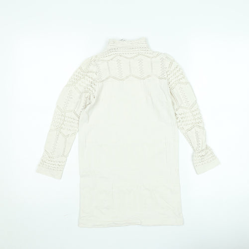 Savida Women’s Ivory Lace Roll Neck Long Sleeve Blouse Size S