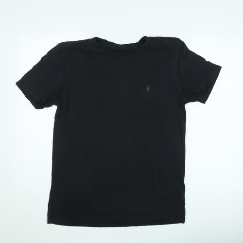 AllSaints Men Black Cotton Crew Neck Short Sleeve T-Shirt Medium