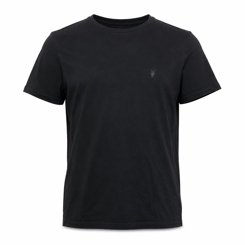 AllSaints Men Black Cotton Crew Neck Short Sleeve T-Shirt Medium