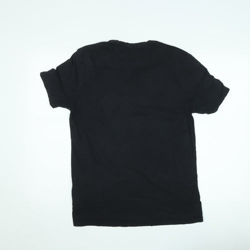 AllSaints Men Black Cotton Crew Neck Short Sleeve T-Shirt Medium