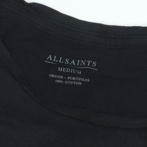 AllSaints Men Black Cotton Crew Neck Short Sleeve T-Shirt Medium