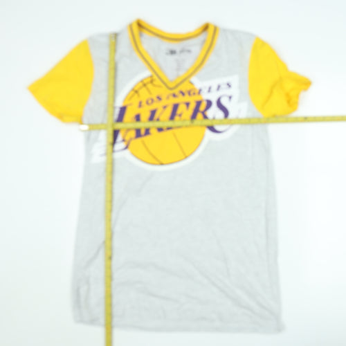 NBA Los Angeles Lakers Grey & Yellow V-Neck Men's T-Shirt Small