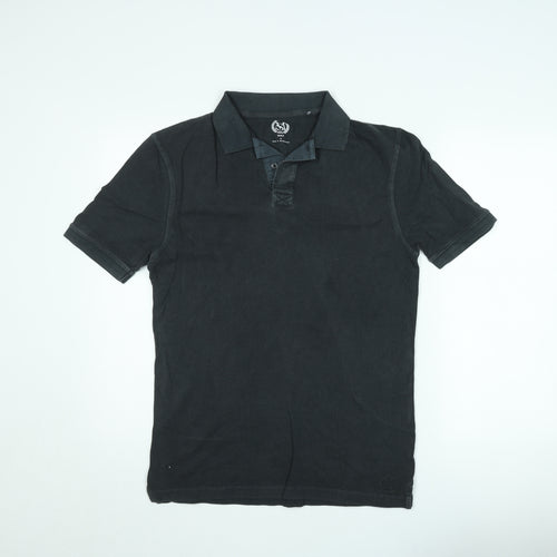 Marks and Spencer Men's Black Short Sleeve Cotton Polo Shirt Size S