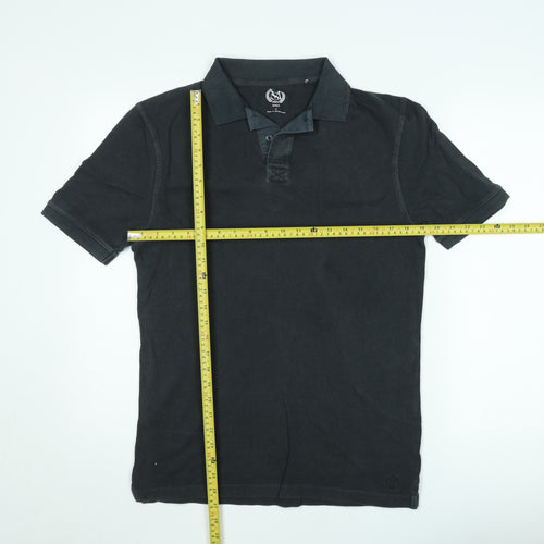 Marks and Spencer Men's Black Short Sleeve Cotton Polo Shirt Size S