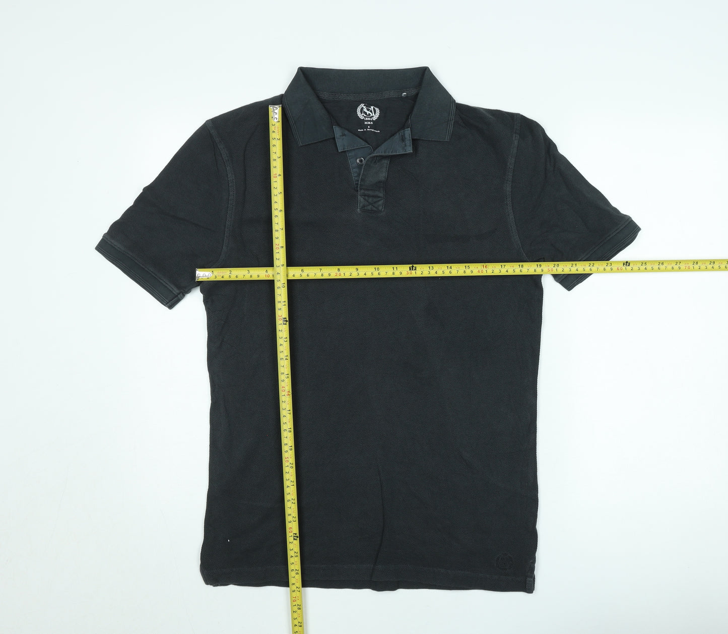 Marks and Spencer Men's Black Short Sleeve Cotton Polo Shirt Size S