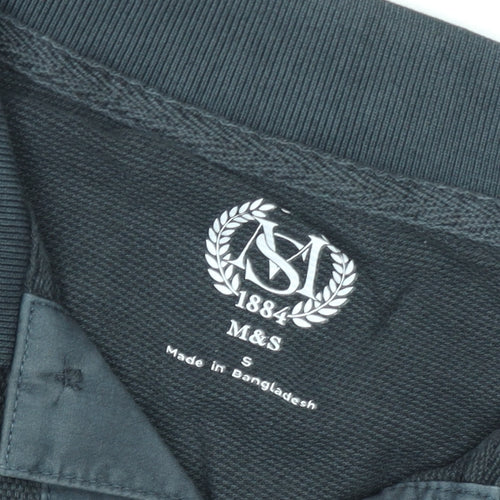 Marks and Spencer Men's Black Short Sleeve Cotton Polo Shirt Size S