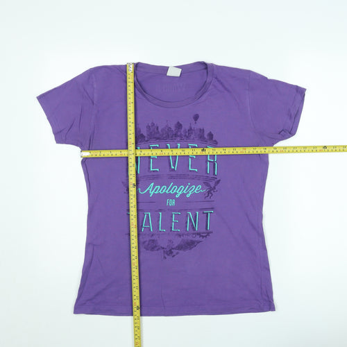 Wicked Women Purple Crew Neck T-Shirt Classic Fit Size S Short Sleeve