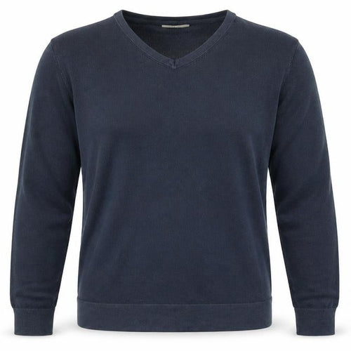 H.E. by Mango Men's Blue Cotton V-Neck Jumper Size L
