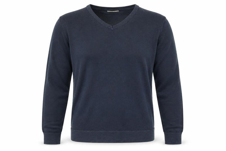 H.E. by Mango Men's Blue Cotton V-Neck Jumper Size L