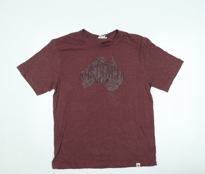 Pacific Creations Men's Red Classic Fit Australia Graphic T-Shirt Size M
