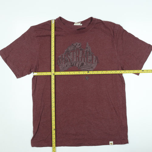 Pacific Creations Men's Red Classic Fit Australia Graphic T-Shirt Size M