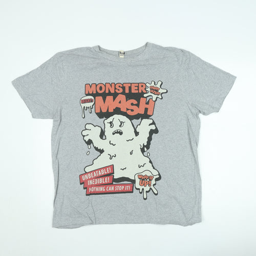 Earth Positive Men's Grey Monster Mash Graphic T-Shirt L