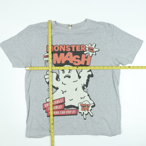 Earth Positive Men's Grey Monster Mash Graphic T-Shirt L