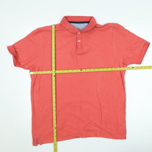 Marks and Spencer Men's Red Cotton Regular Fit Polo Shirt L