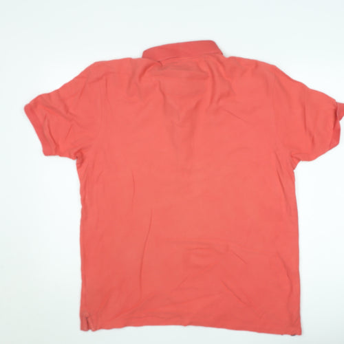 Marks and Spencer Men's Red Cotton Regular Fit Polo Shirt L