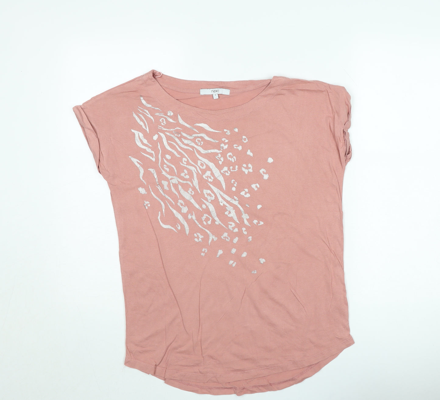 Next Women's Pink Animal Print Cotton T-Shirt Size 8