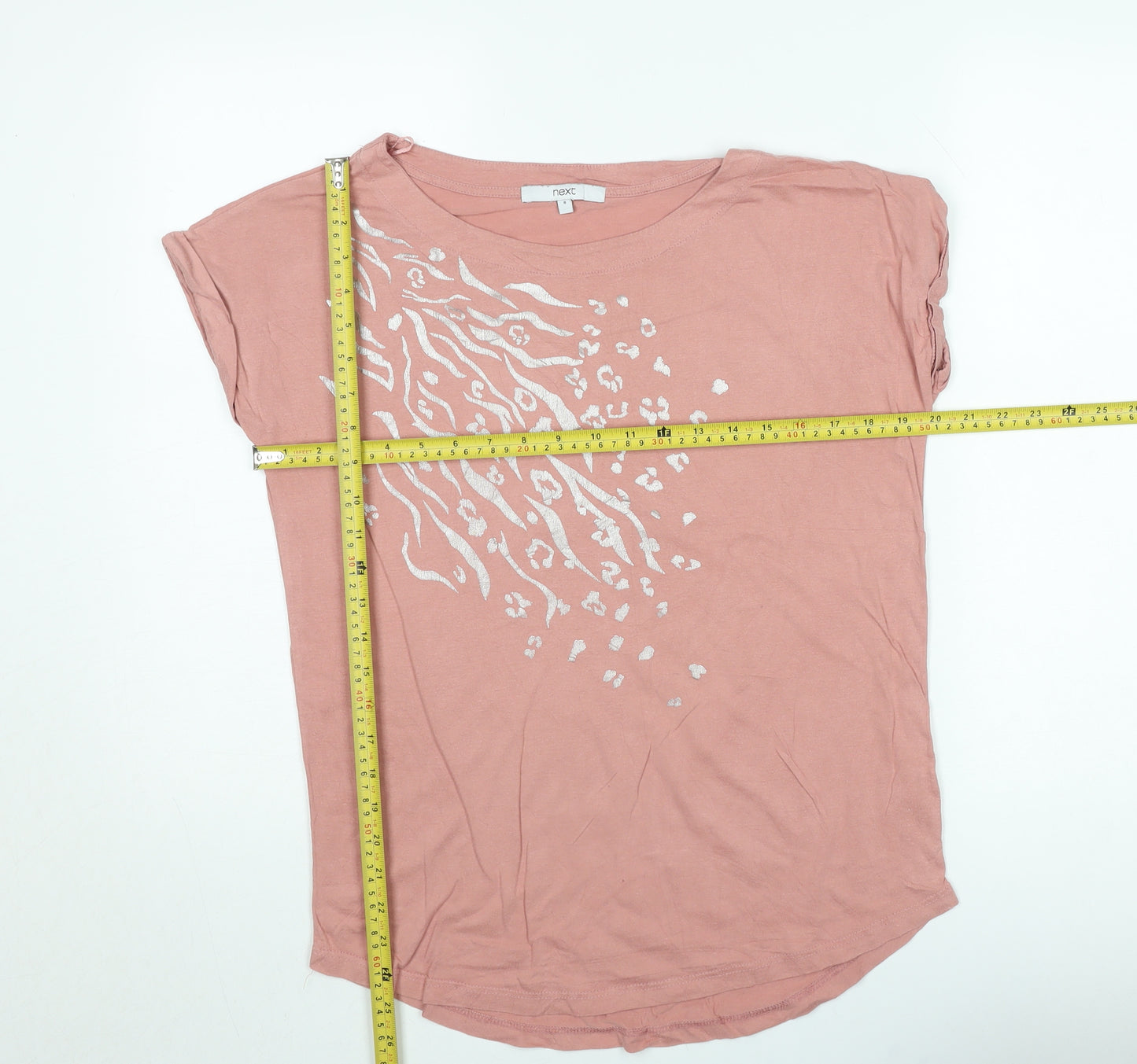 Next Women's Pink Animal Print Cotton T-Shirt Size 8