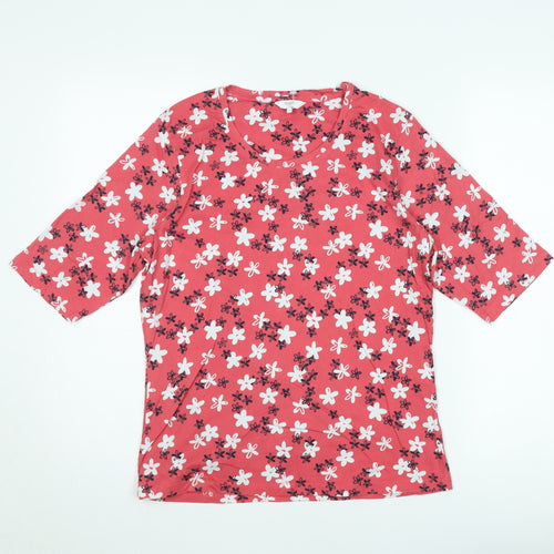 Cotton Traders Women's Pink Floral Short Sleeve Jersey T-Shirt Size 12