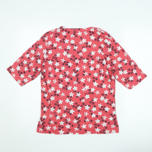 Cotton Traders Women's Pink Floral Short Sleeve Jersey T-Shirt Size 12