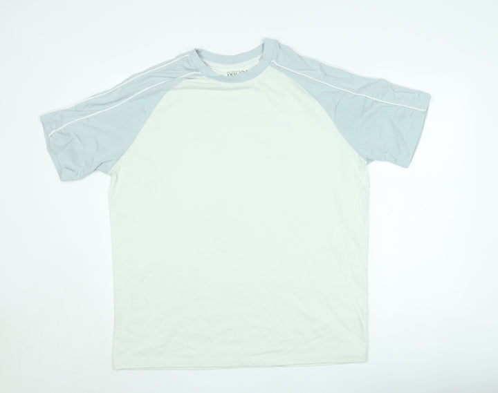 boohooMAN Men's White & Grey Colourblock Crew Neck Short Sleeve T-Shirt Size S