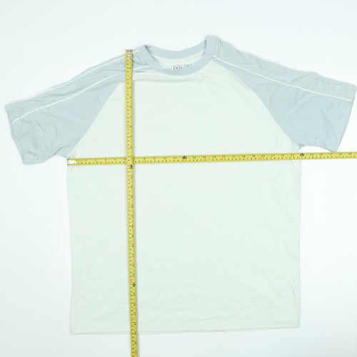 boohooMAN Men's White & Grey Colourblock Crew Neck Short Sleeve T-Shirt Size S