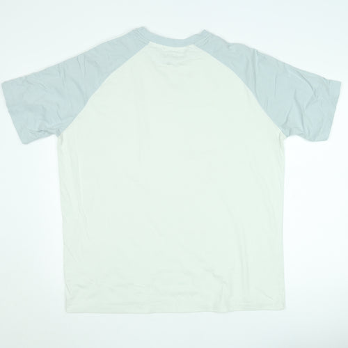 boohooMAN Men's White & Grey Colourblock Crew Neck Short Sleeve T-Shirt Size S
