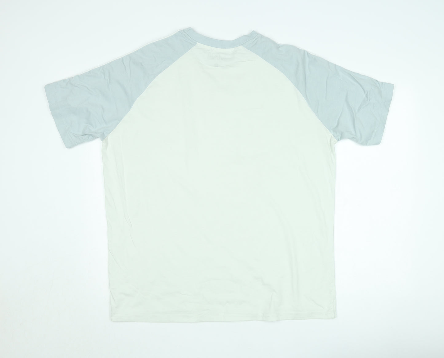 boohooMAN Men's White & Grey Colourblock Crew Neck Short Sleeve T-Shirt Size S