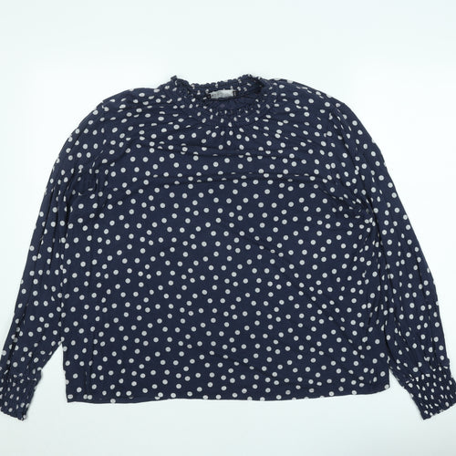Marks and Spencer Womens Blue Polka Dot Long Sleeve Blouse Size 20