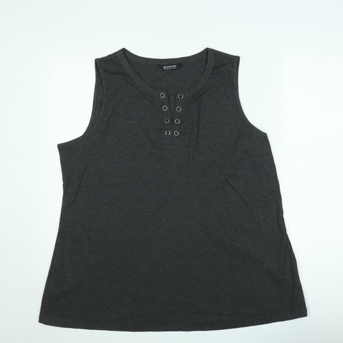 Bloomchic Women’s Black Plus Size 22 Sleeveless Henley Cotton Tank Top