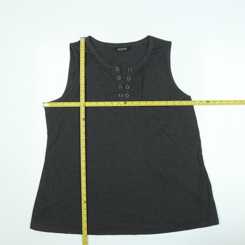 Bloomchic Women’s Black Plus Size 22 Sleeveless Henley Cotton Tank Top