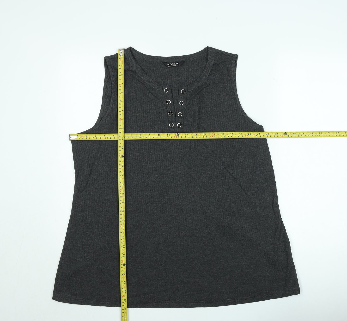 Bloomchic Women’s Black Plus Size 22 Sleeveless Henley Cotton Tank Top
