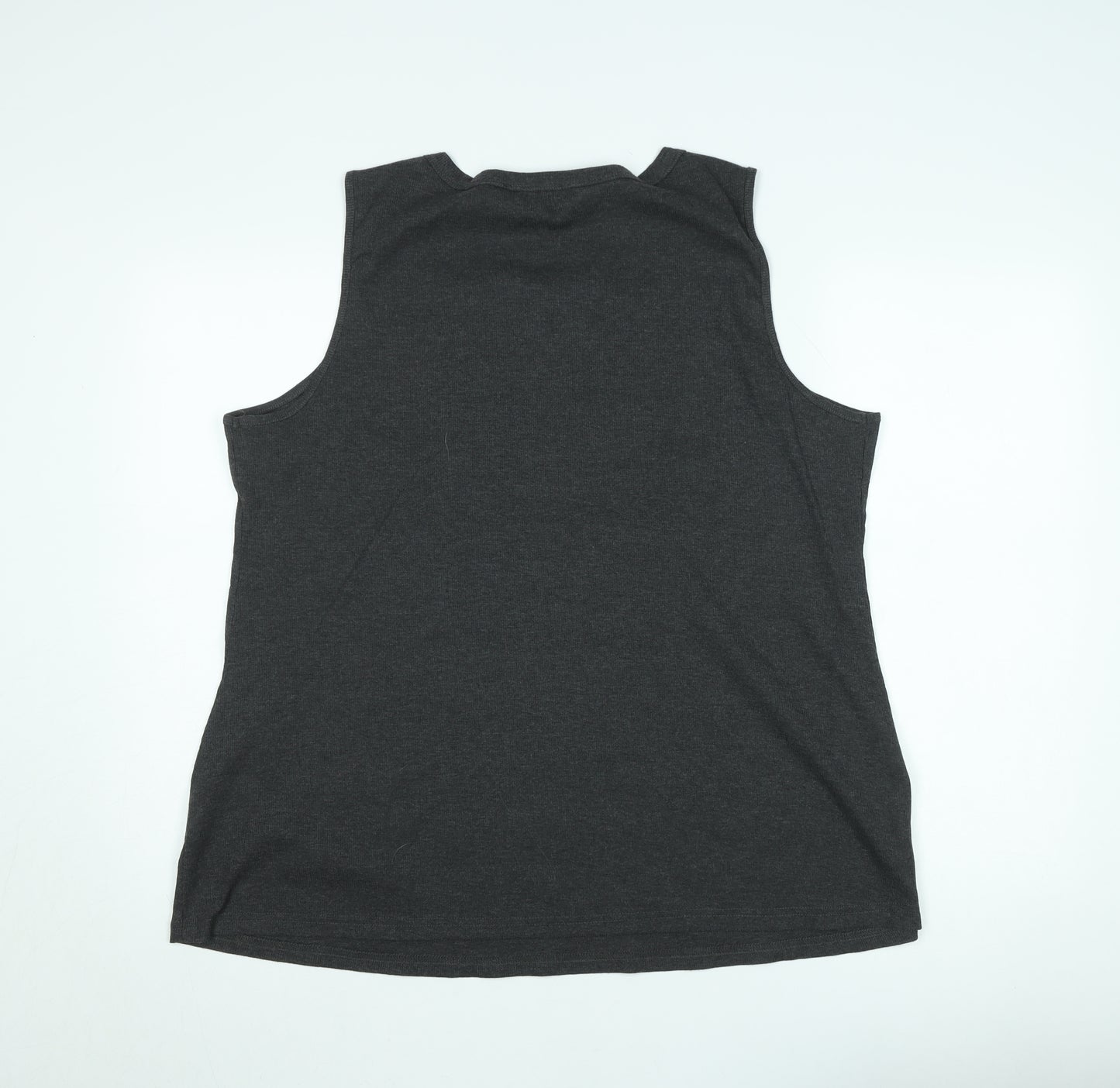 Bloomchic Women’s Black Plus Size 22 Sleeveless Henley Cotton Tank Top