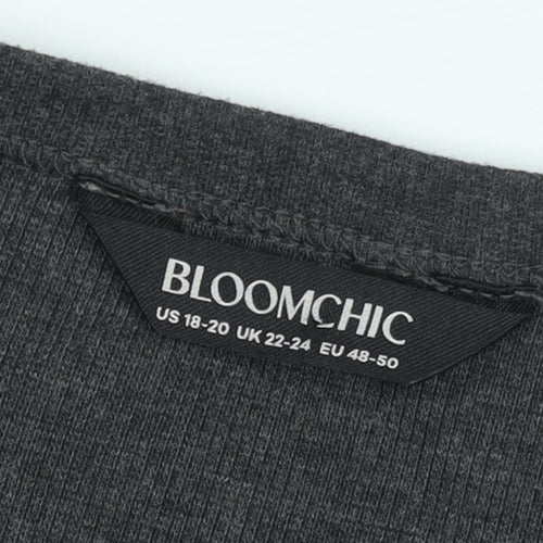 Bloomchic Women’s Black Plus Size 22 Sleeveless Henley Cotton Tank Top