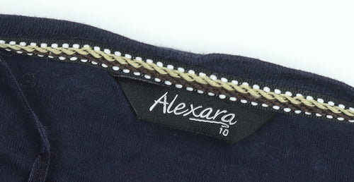 Alexara Women’s Black Rhinestone 3/4 Sleeve Cotton Top Size 10