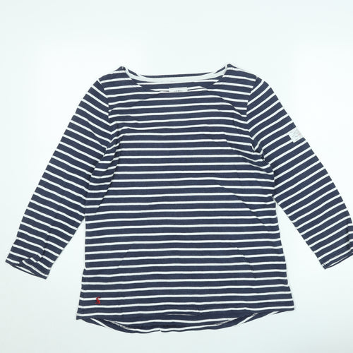 Joules Women's Blue Striped Long Sleeve Boat Neck Cotton T-Shirt Size 12