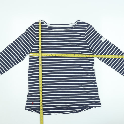 Joules Women's Blue Striped Long Sleeve Boat Neck Cotton T-Shirt Size 12